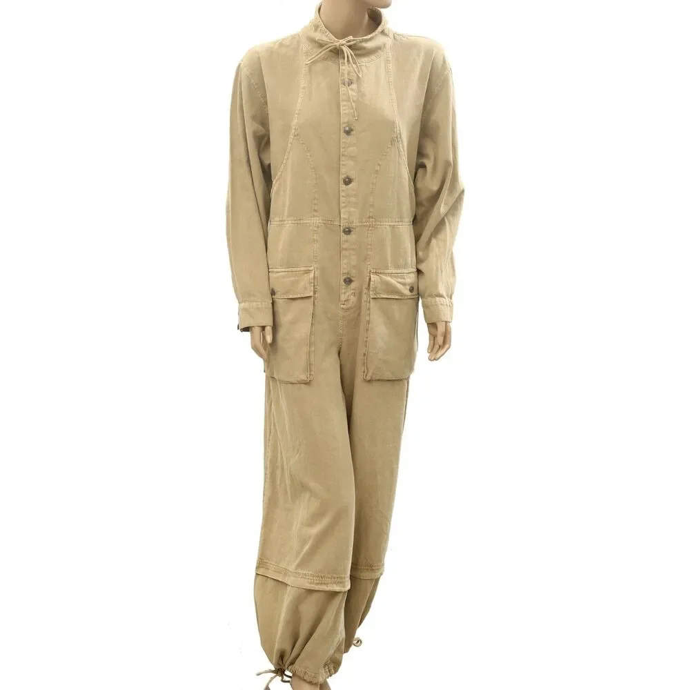 Free People We The Free High-Line One-Piece Jumpsuit Twill Dress Cotton M 286874 - Picture 6 of 10